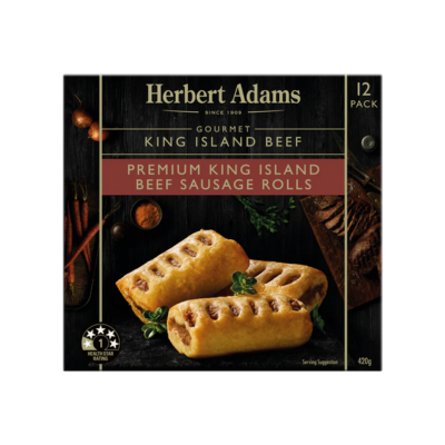 Australian Frozen Herbert Adams King Island Beef Sausage Rolls