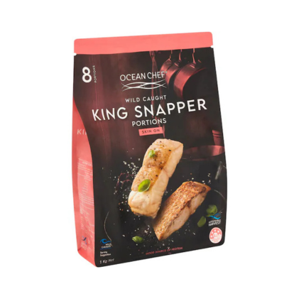 Ocean Chef Frozen Fish King Snapper Portions Skin On 1kg