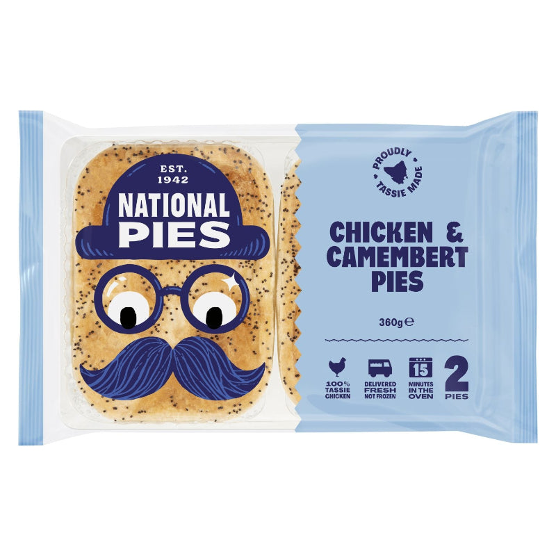 Australian Frozen Tasmanian Bakeries Proper National Pies Free Range Chicken & Camembert Crispy Puff Pastry