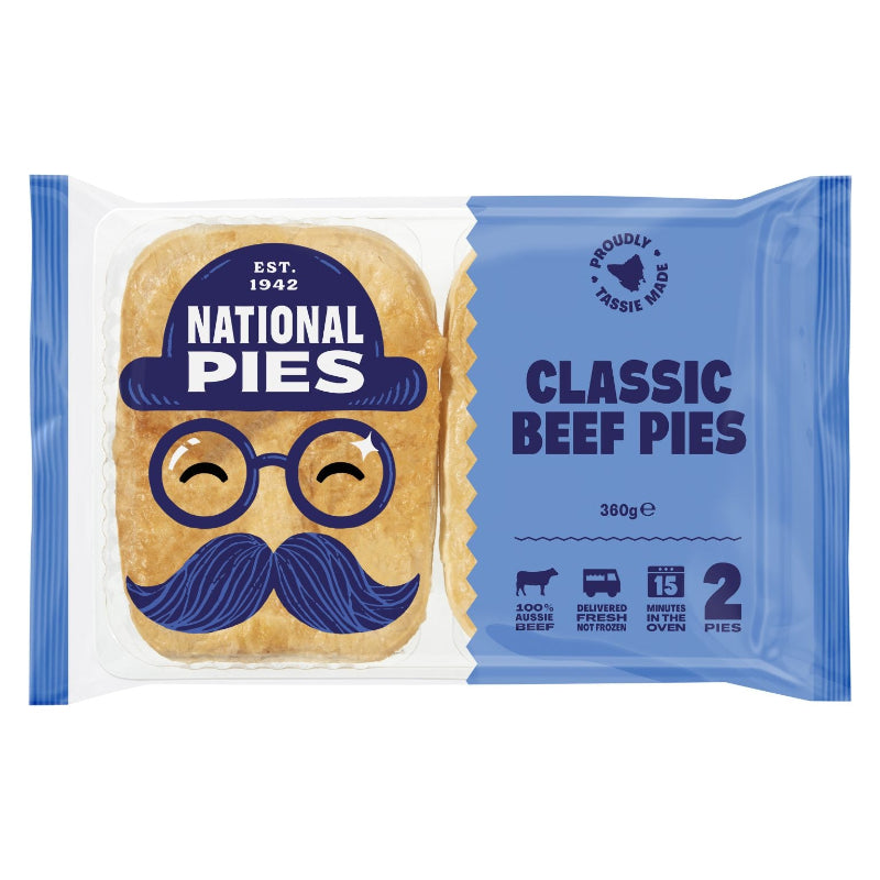 Australian Frozen Grass Fed Tasmanian Bakeries Proper National Pies Classic Beef Crispy Puff Pastry
