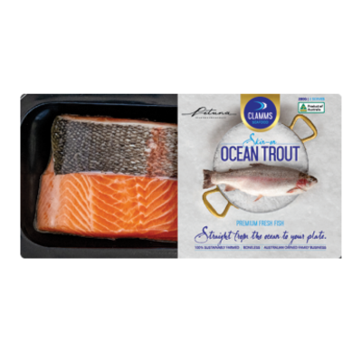 Australian Wild Caught Frozen Clamms Ocean Trout Portions Skin-on 280g