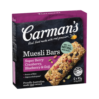 Carman's Muesli Bars Super Berry, Cranberry, Blueberry & Goji
