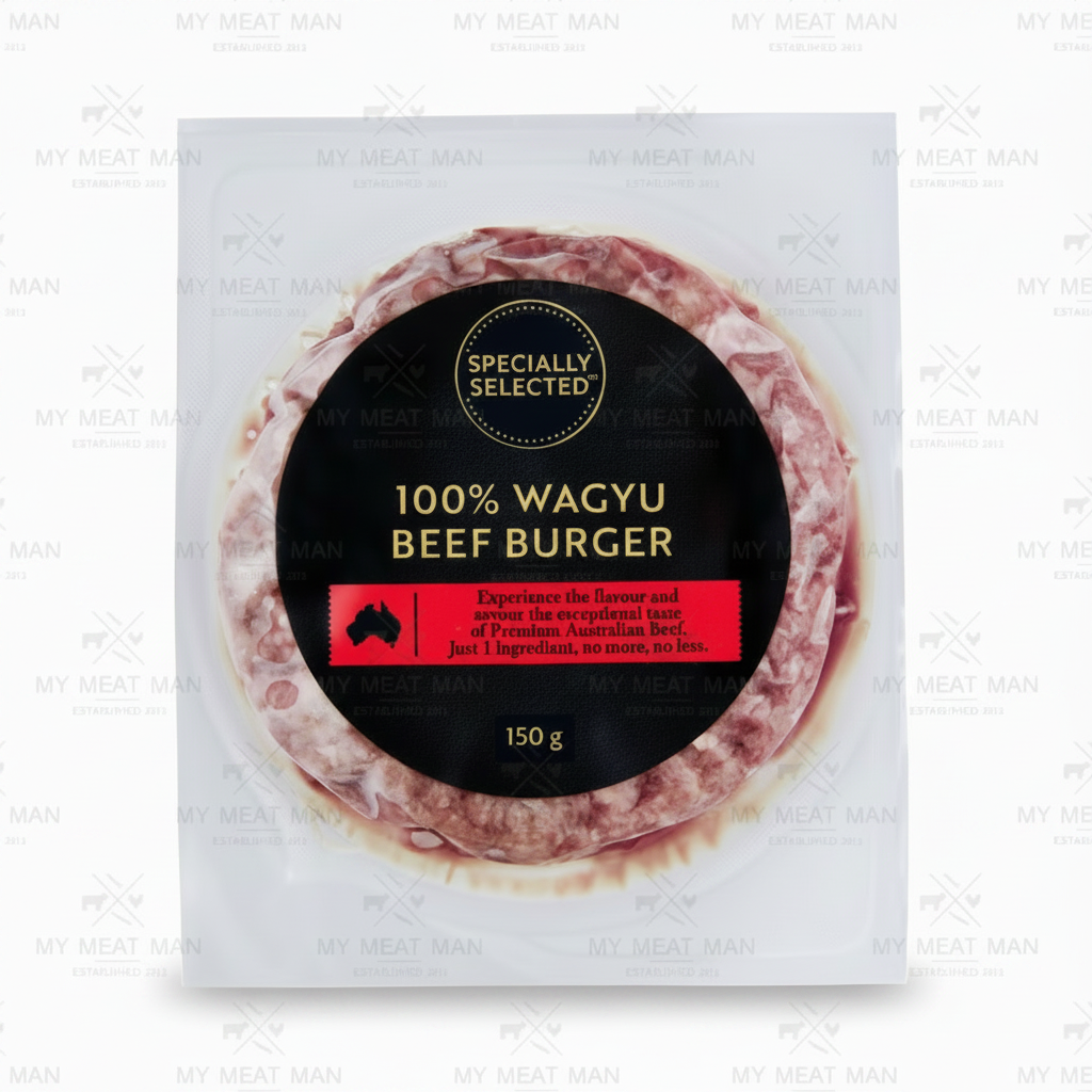 Australian 100% Wagyu Beef Burger 150g (Frozen) — with My Meat Man watermark