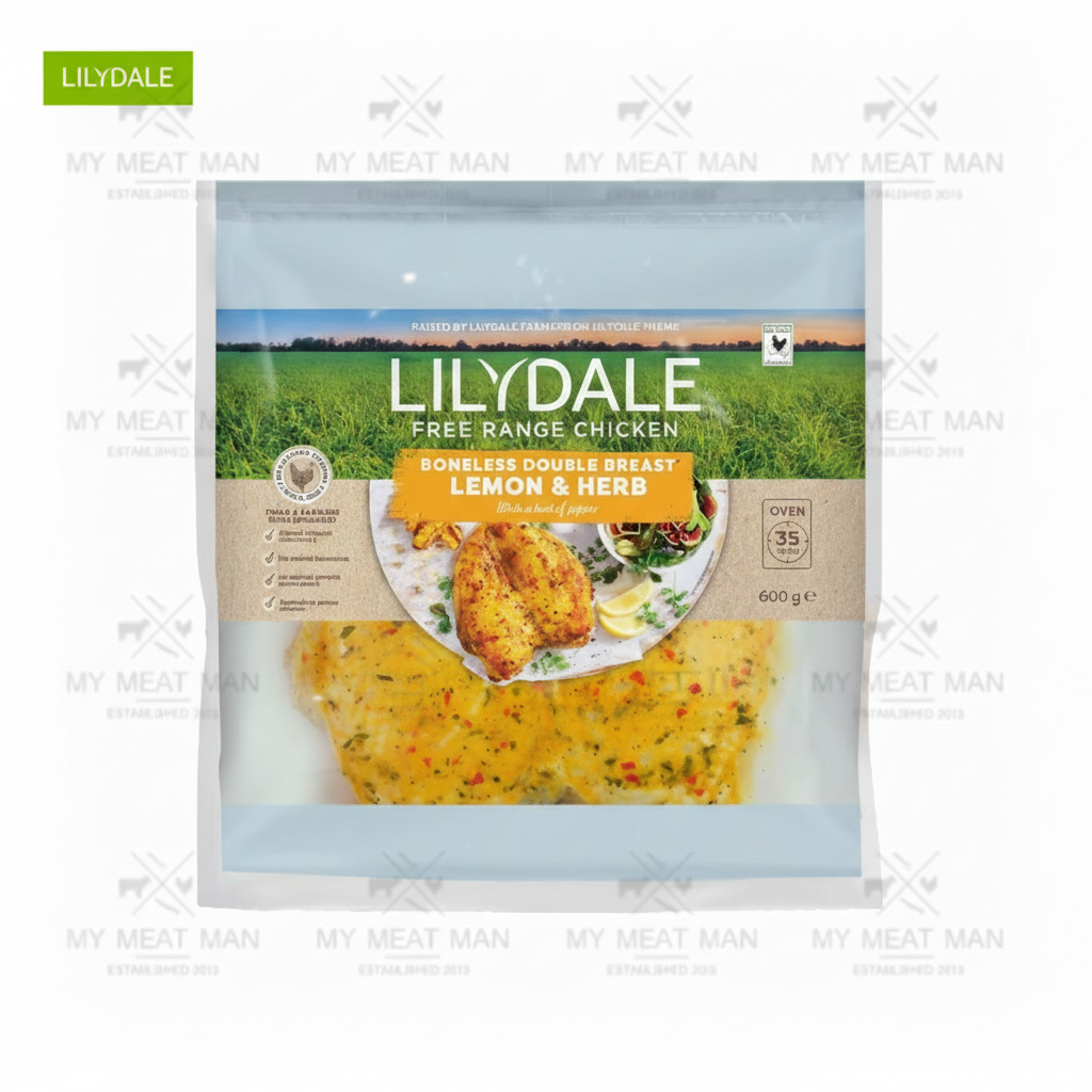 Australian Lilydale Accredited Free Range Boneless Double Breast Butterflied Chicken with Lemon and Herb 600g (Frozen)