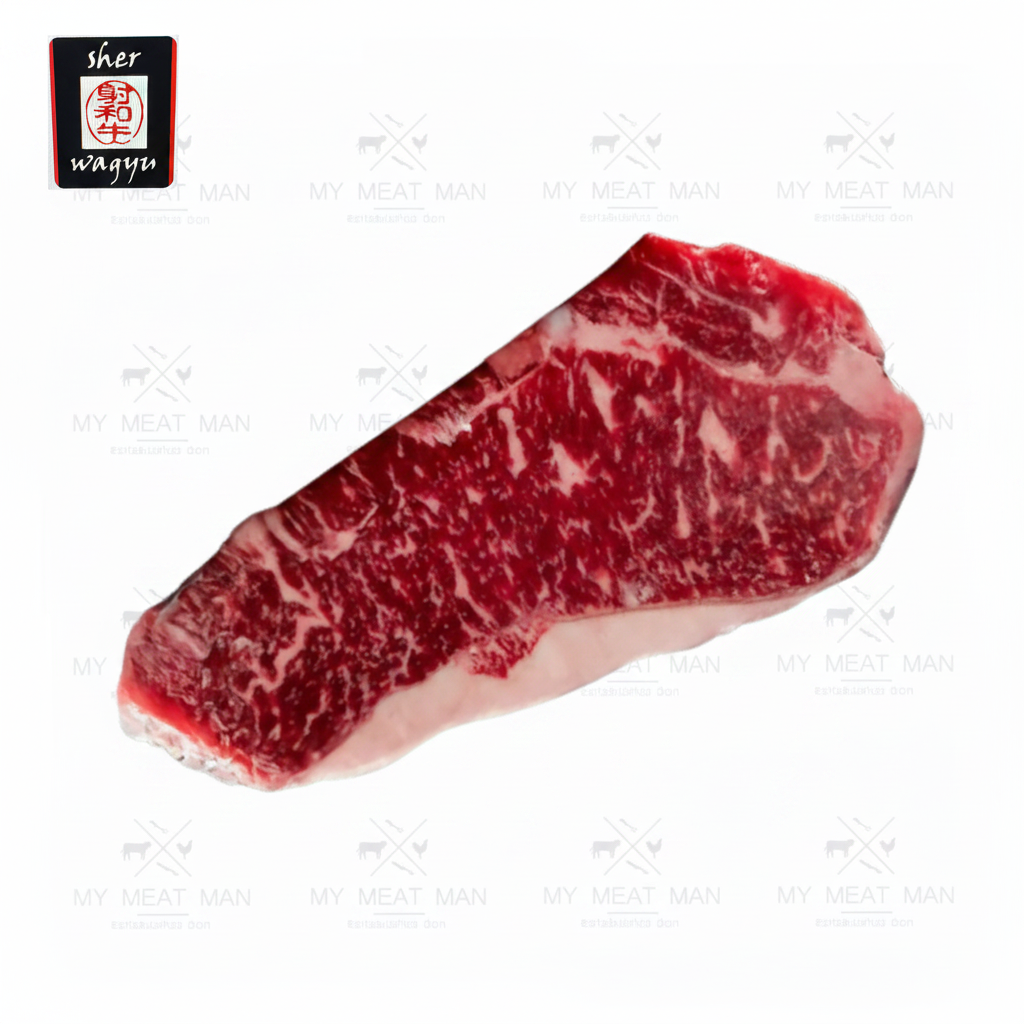 Australian Sher Wagyu sirloin steak with MB5 marbling score and fine fat distribution my meat man hk