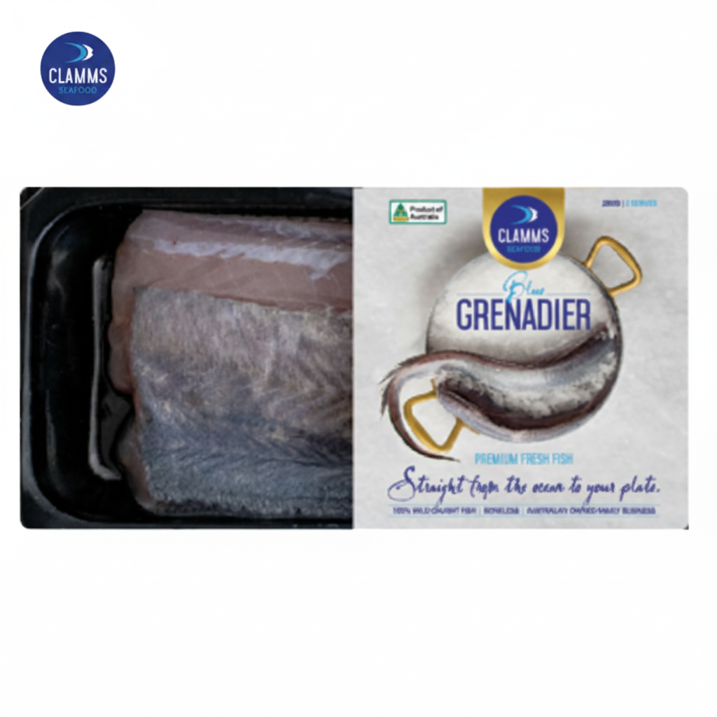 Australian Wild Caught Clamms Blue Grenadier Portion Skin-on 280g Frozen