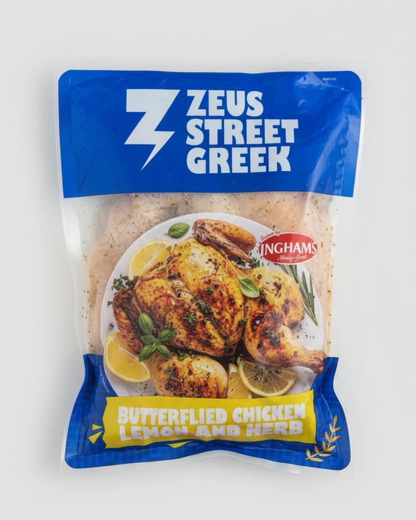 Australian Zeus Street Greek Butterflied Chicken Lemon and Herb Marinated (Frozen)