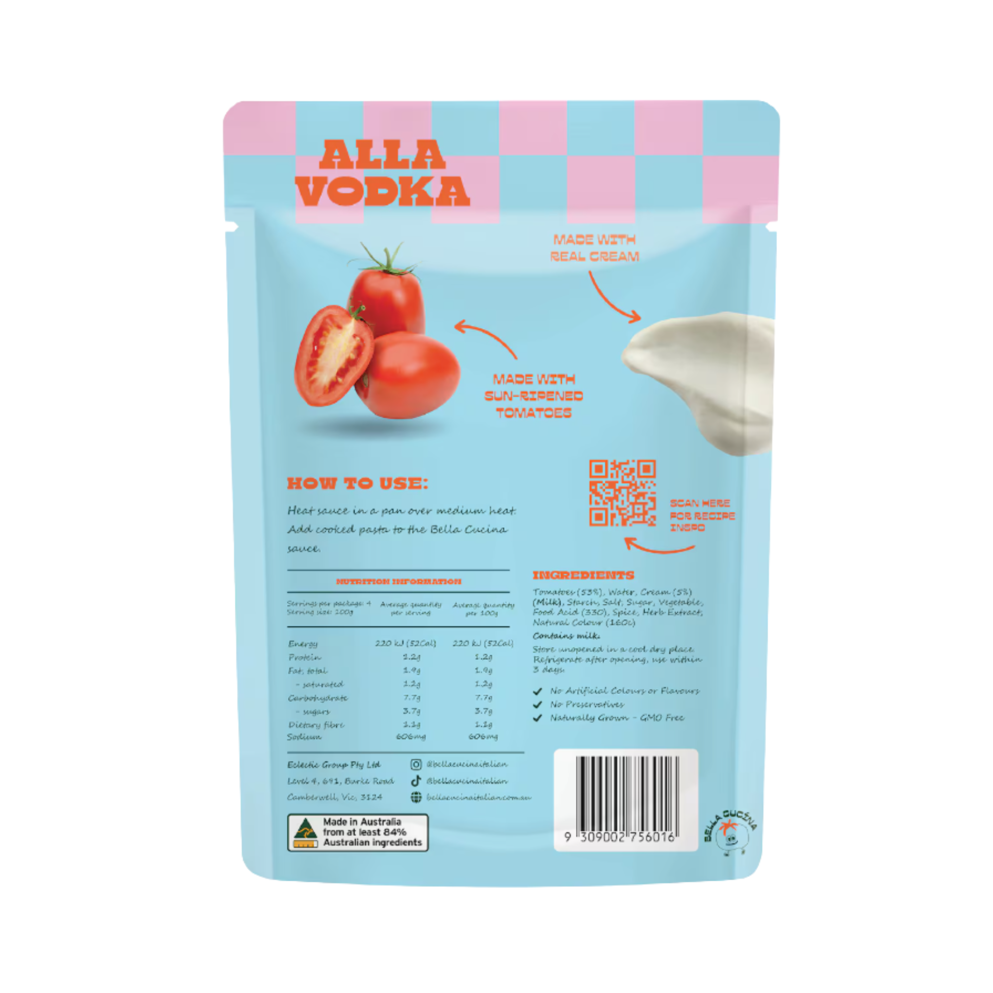 Bella Cucina Alla Vodka Style Pasta Sauce 400g