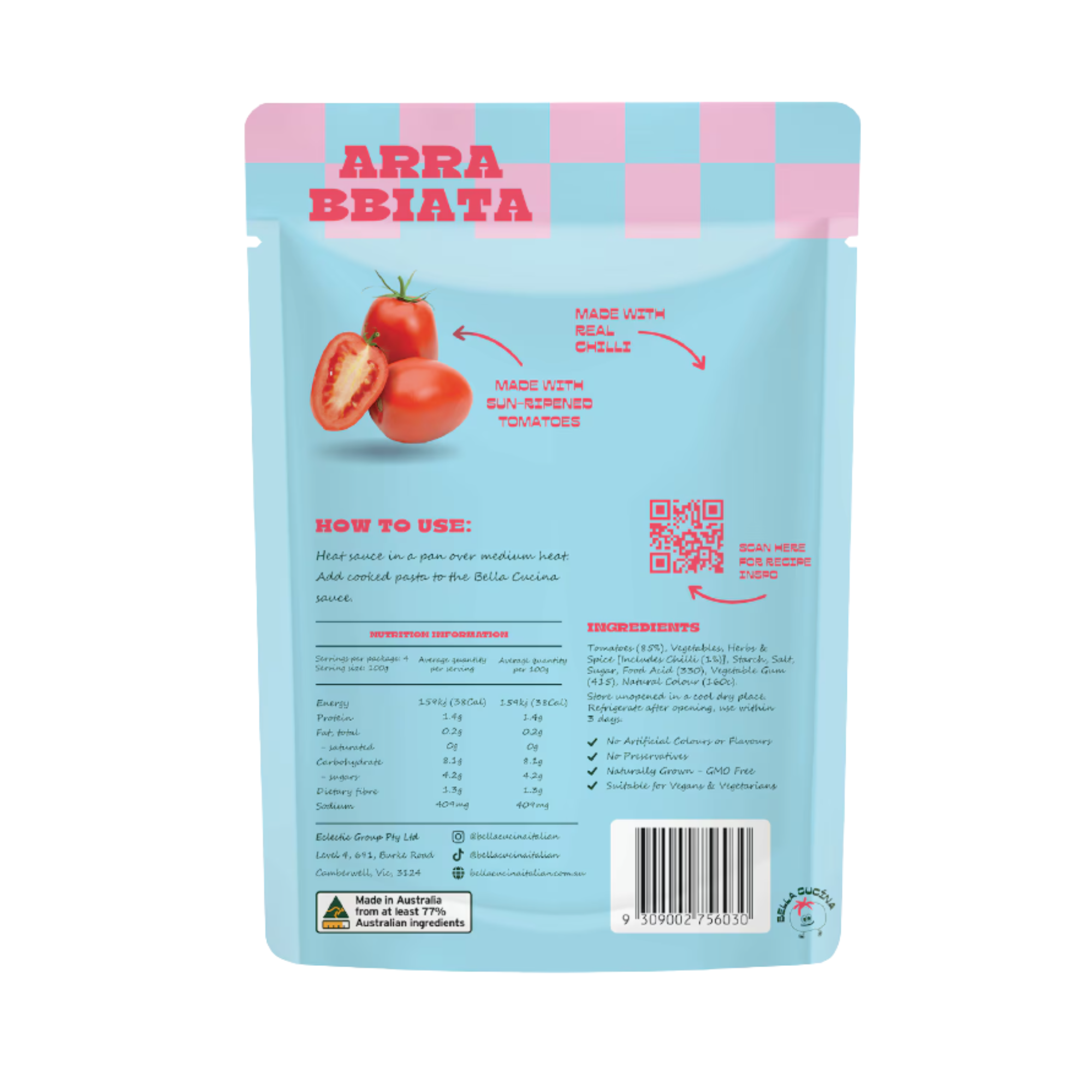Bella Cucina Arrabbiata Pasta Sauce 400g