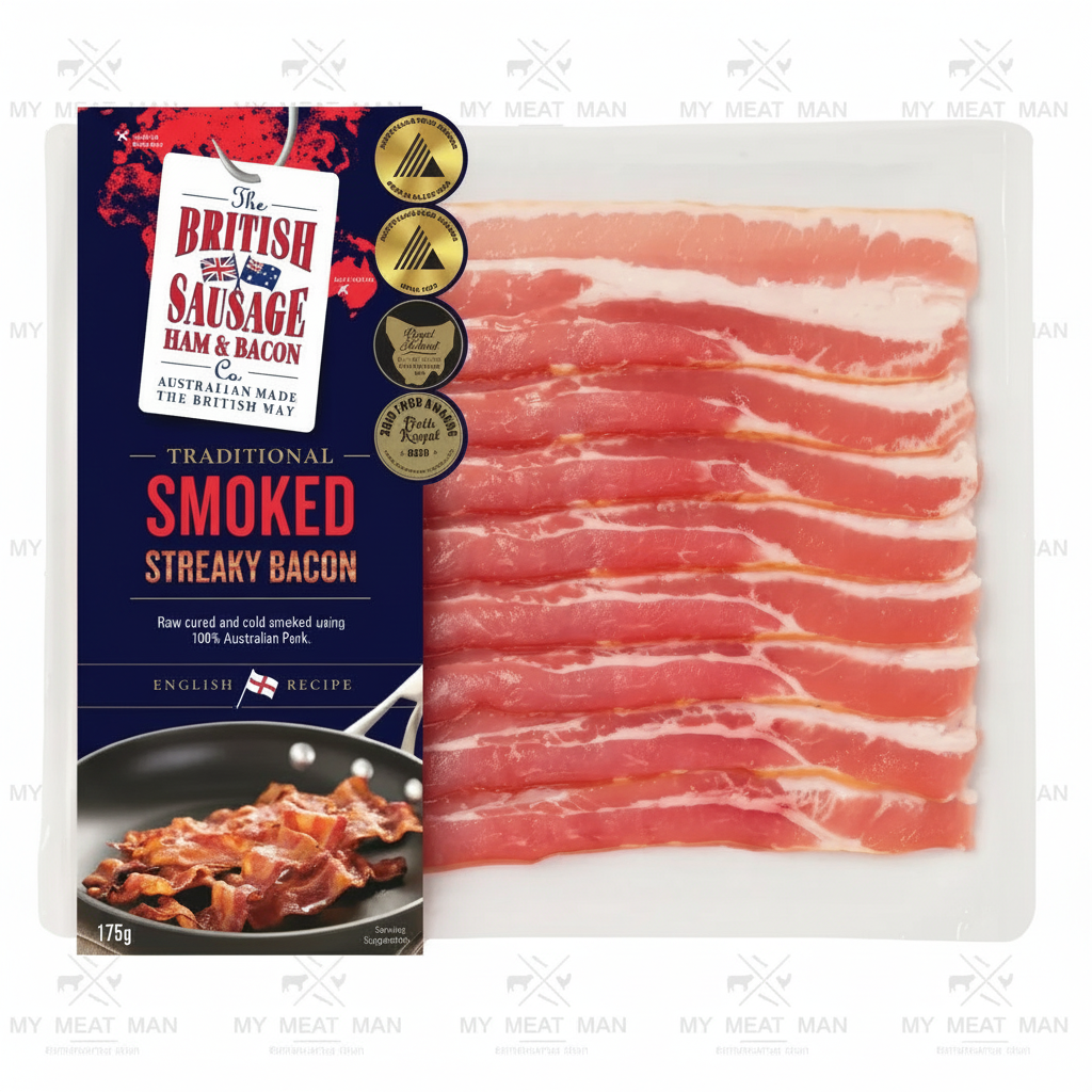 British Sausage Co. Smoked Streaky Bacon 175g (Chilled)