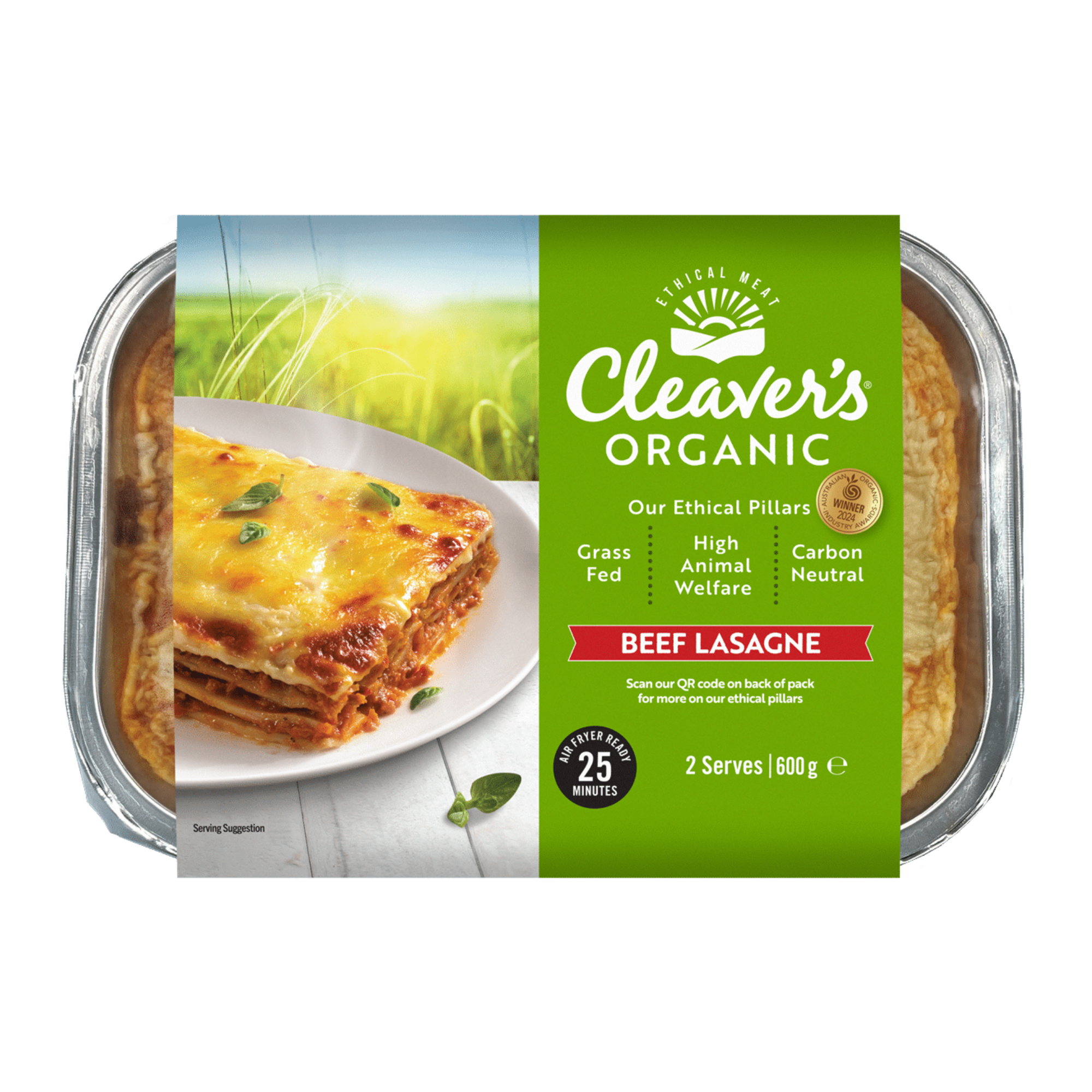 Cleaver's Organic Grass-Fed Beef Lasagne 600g (Frozen)