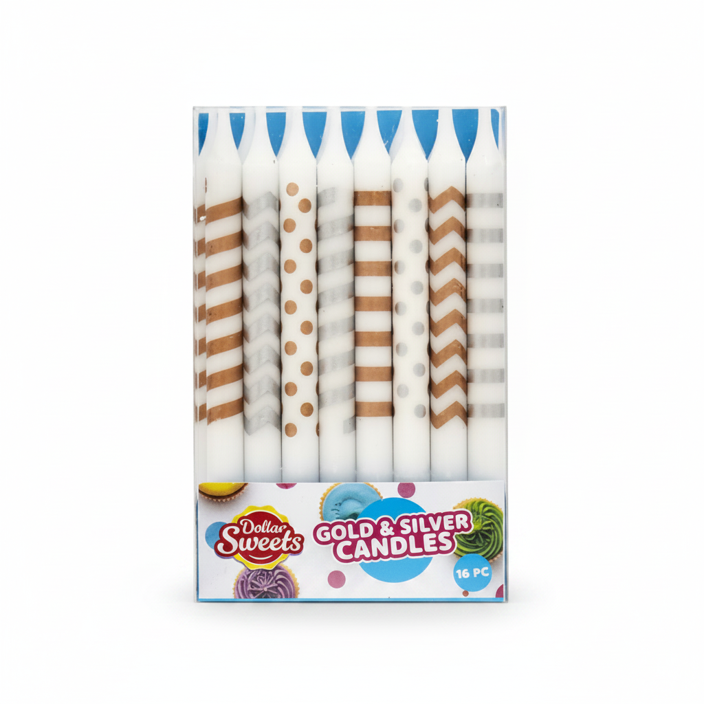 Dollar Sweets Gold & Silver Candles