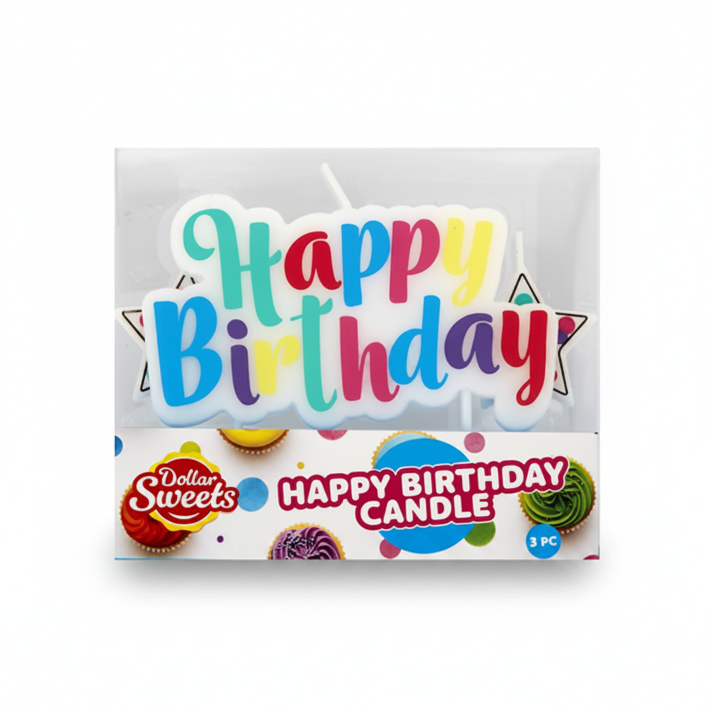 Dollar Sweets Happy Birthday Candles with Stars