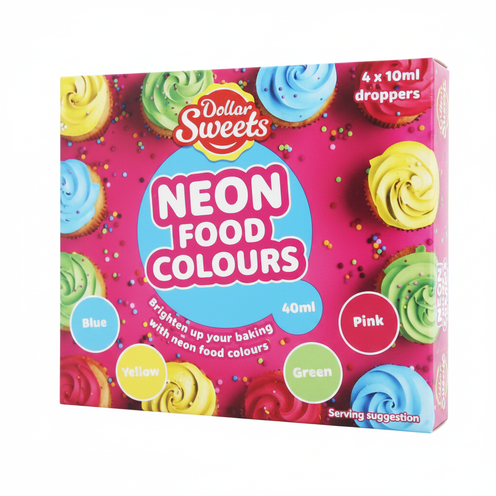 Dollar Sweets Neon Food Colours 40ml (4 x 10ml droppers)