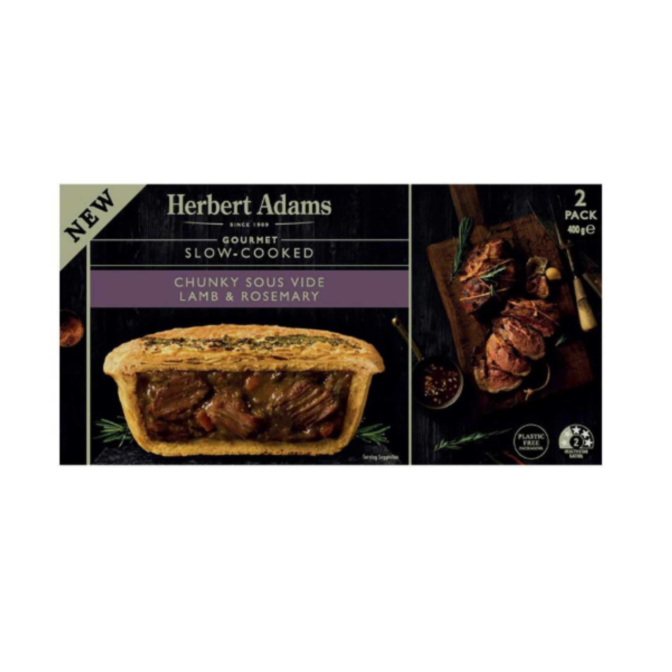 Australian Herbert Adams Gourmet Chunky Sous Vide Lamb & Rosemary Pies