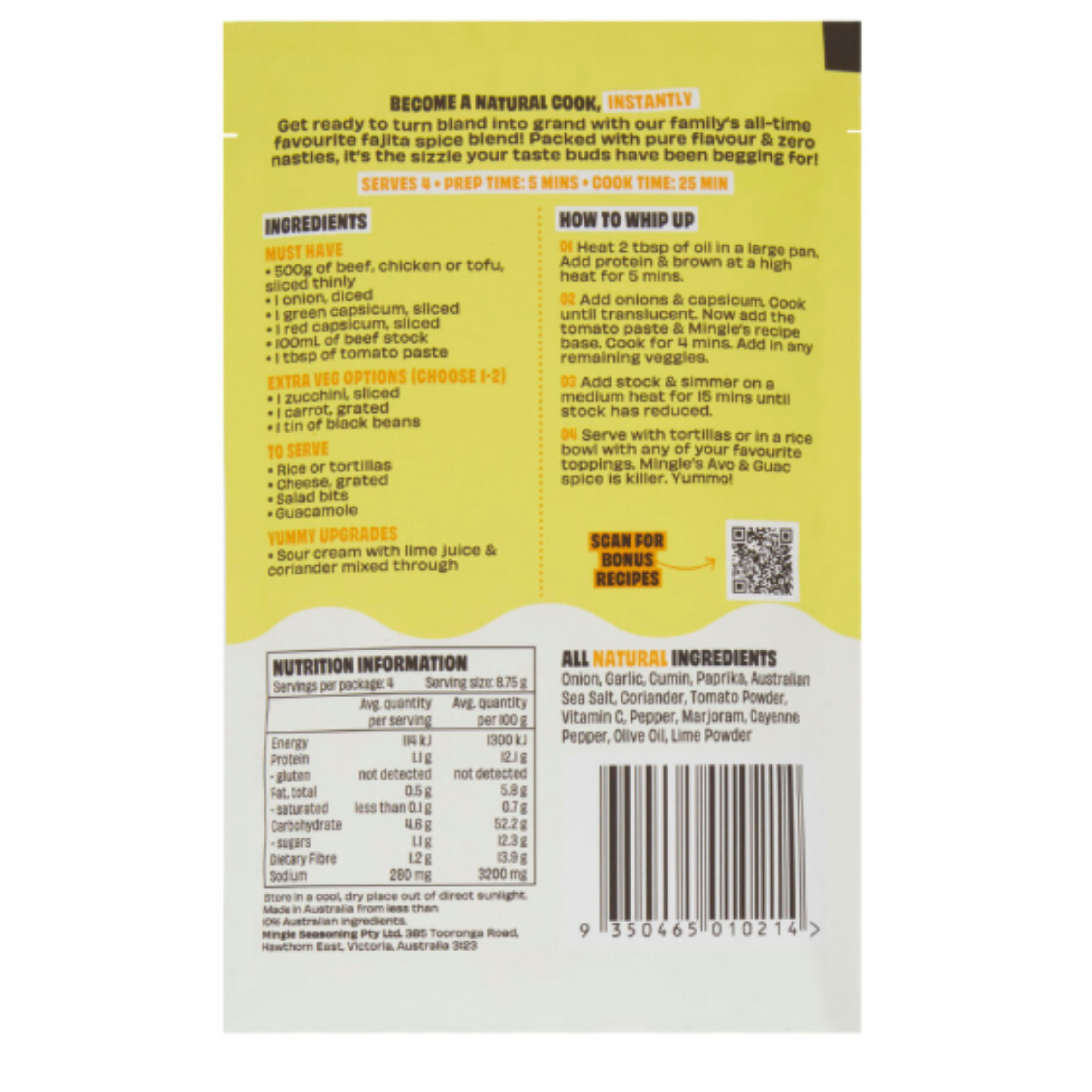 Mingle Mexican Fajita Recipe Base 35g