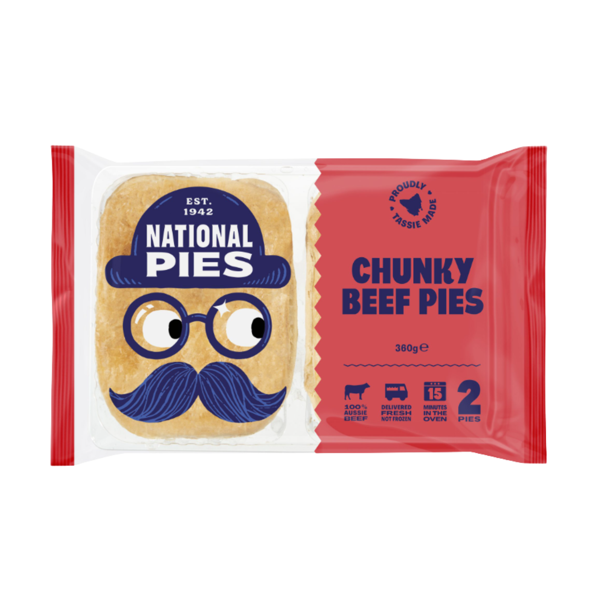 Australian Tasmanian Bakeries Proper National Pies Chunky Beef 360g