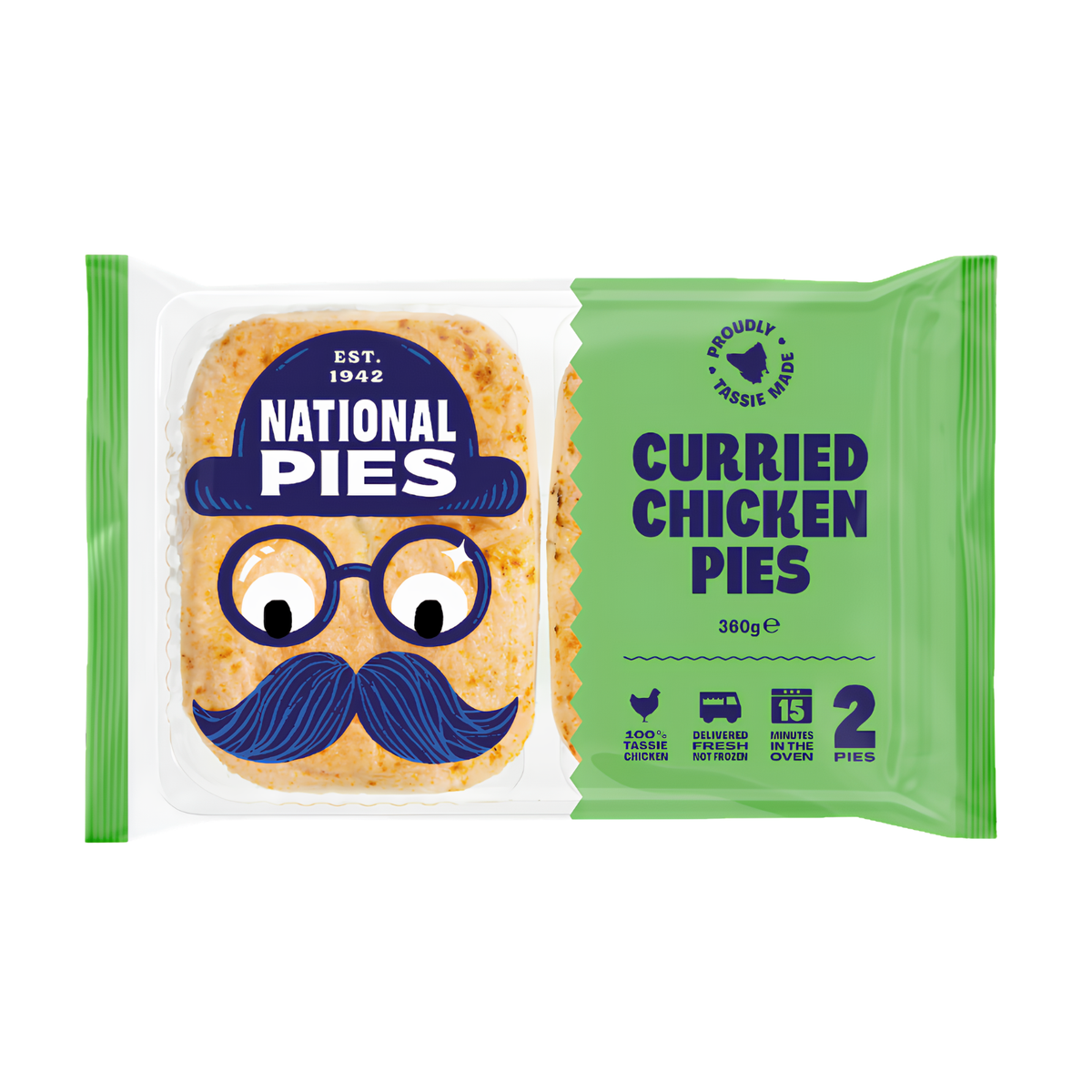 Australian Tasmanian Bakeries Proper National Pies Curried Chicken Pies 360g 