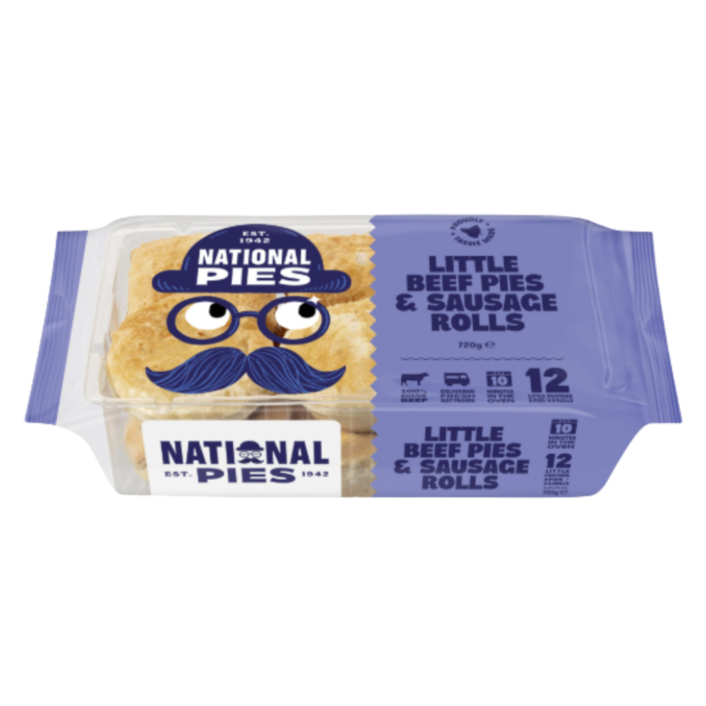 Australian Tasmanian Bakeries Proper National Pies Little Beef Pies & Sausage Rolls Mixed 12 pack