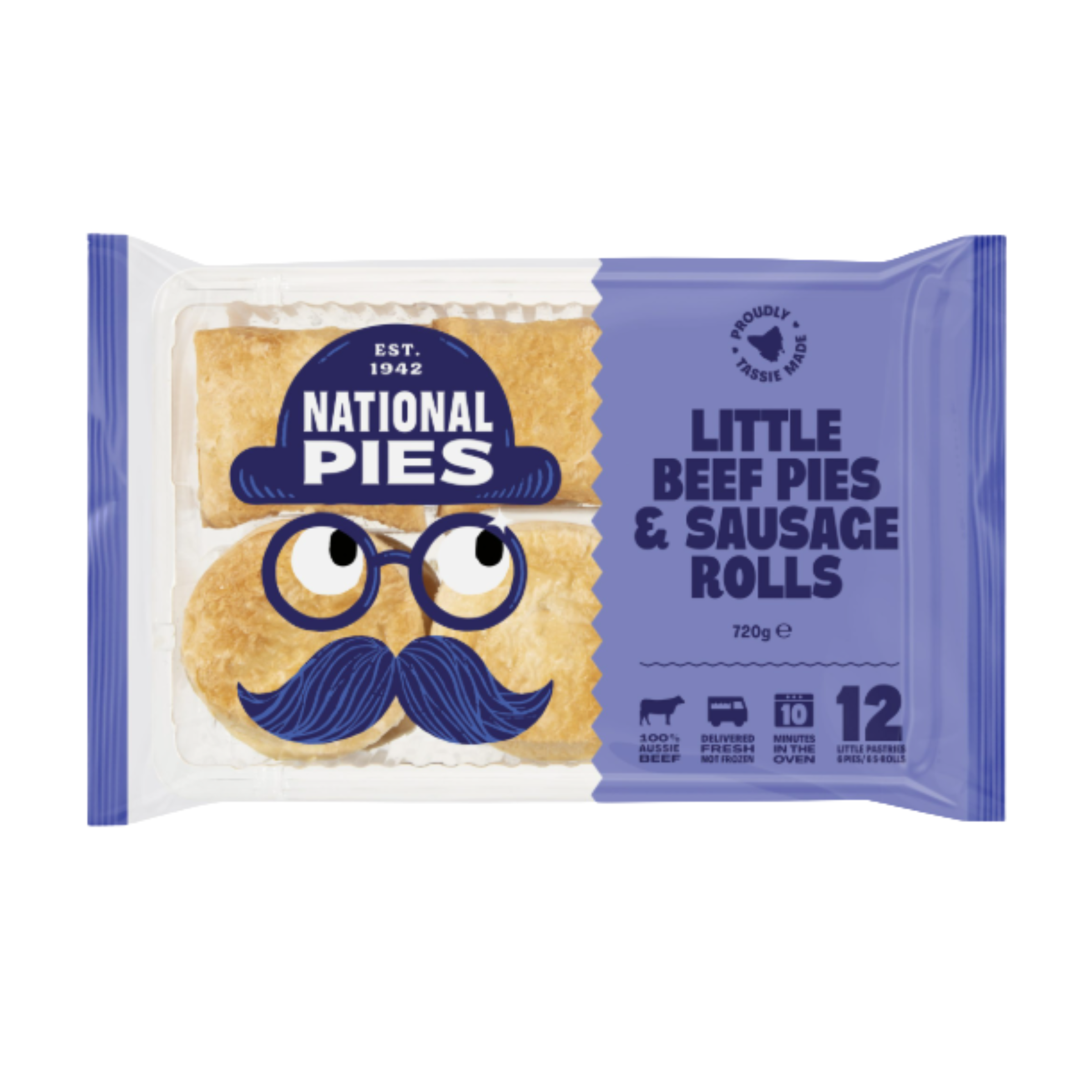 Australian Tasmanian Bakeries Proper National Pies Little Beef Pies & Sausage Rolls Mixed 12 pack