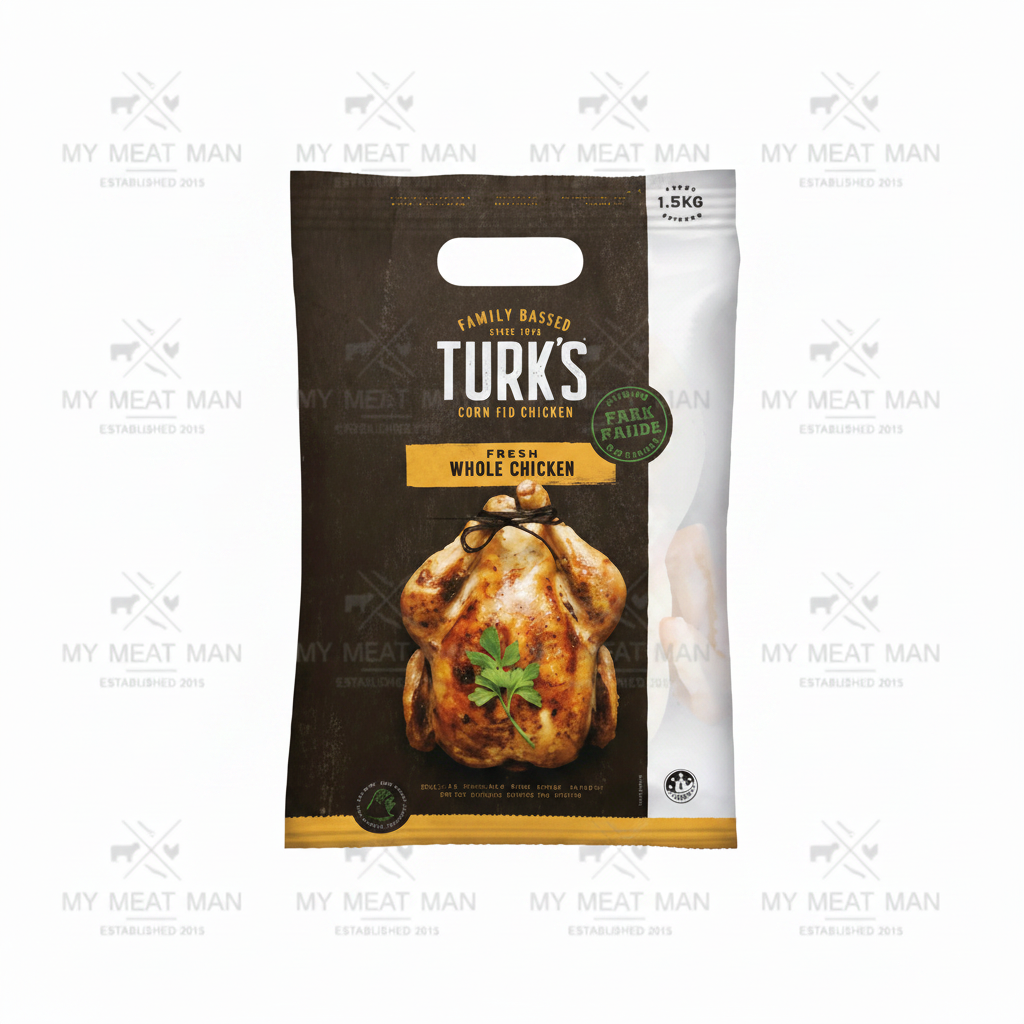 New Zealand Turk's Free Range Whole Chicken - 1500 g (Frozen)