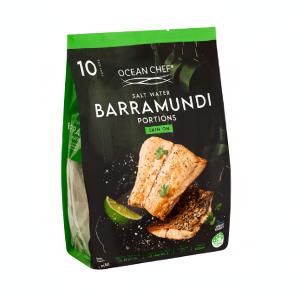 Ocean Chef Salt Water Barramundi Portions Skin-On 1kg Frozen
