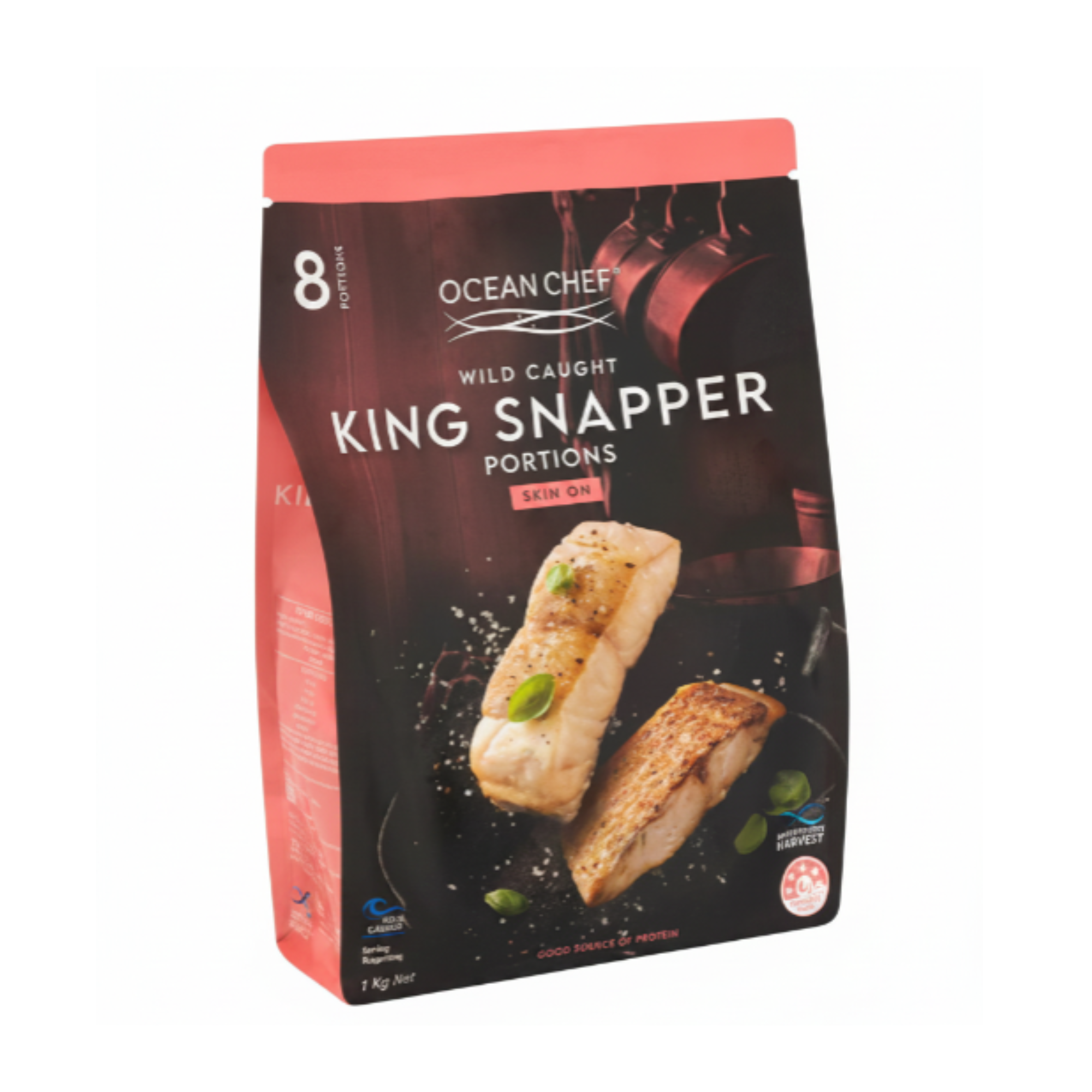 Ocean Chef Wild Caught King Snapper Portions Skin On 1kg (Frozen)