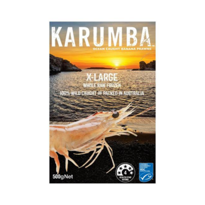 Australian Wild Caught Karumba Banana Prawns Extra Large Whole Raw 500g (Frozen)