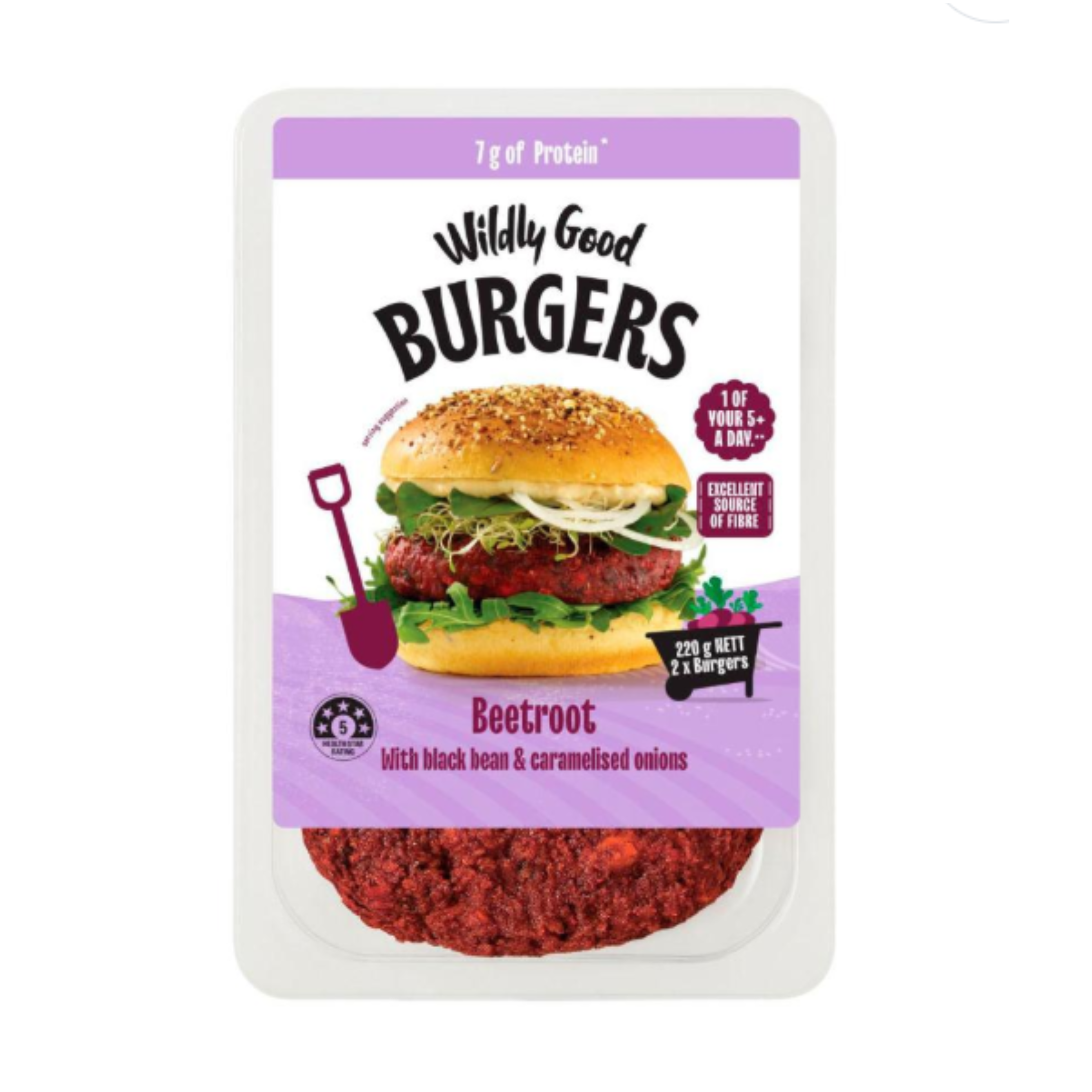 Australian Wildly Good Beetroot Black Bean Veggie Burgers 220g ( 2x Burger)
